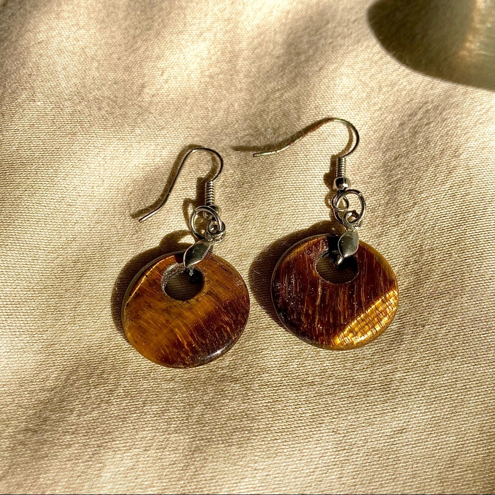 Wood Bead Earrings Vintage